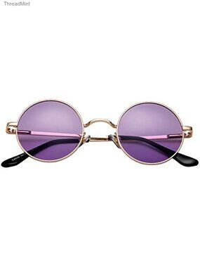 Round Polarized Sunglasses Retro Circle Metal Frame UV Protection